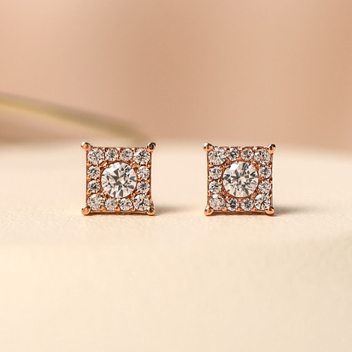 1부 랩다이아몬드 귀여운 사각형 데일리 귀걸이 비너스 HNLDER0133