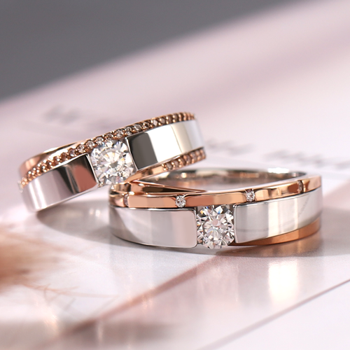3부 다이아몬드 반지 커플링 14k 18k 웨딩밴드 - 라비 HNDCR03308