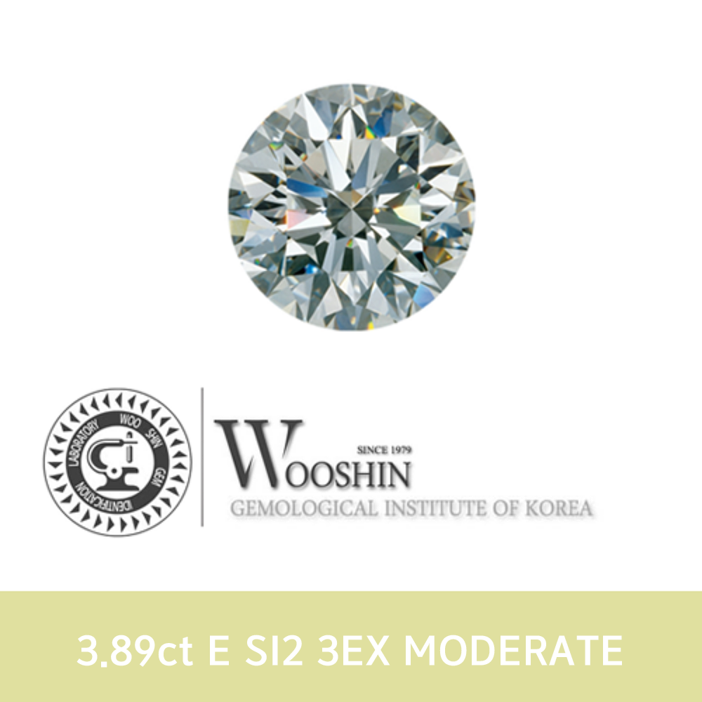 3캐럿 다이아몬드 나석 우신 3.89ct E SI2 3EX  MODERATE