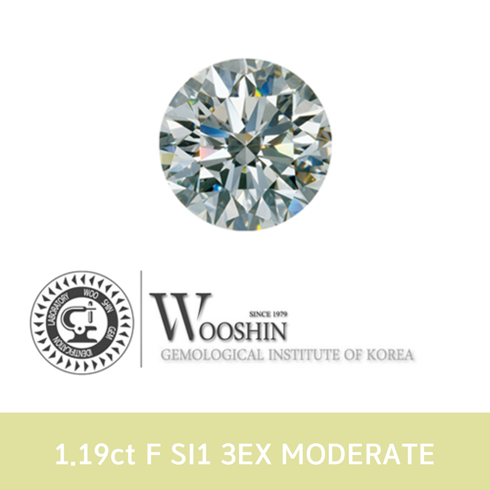 1캐럿 다이아몬드 나석 우신 1.19ct F SI1 3EX  Moderate
